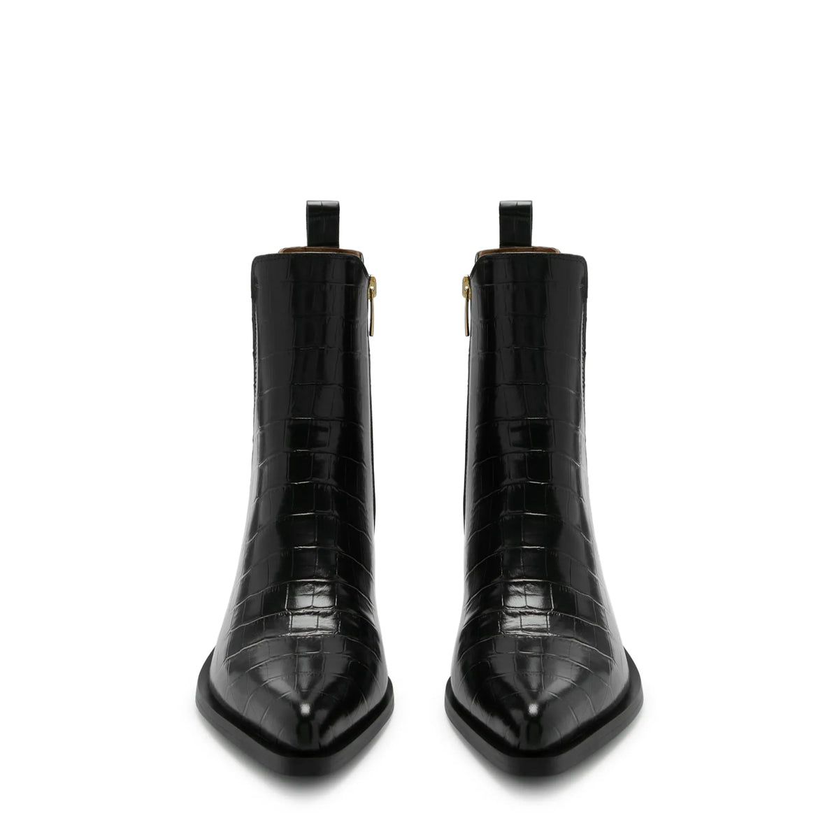 Vendôme Amandine croco black calfskin leather boots