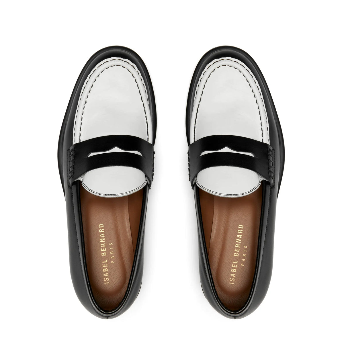 Vendôme Blandine black and white calfskin leather loafers