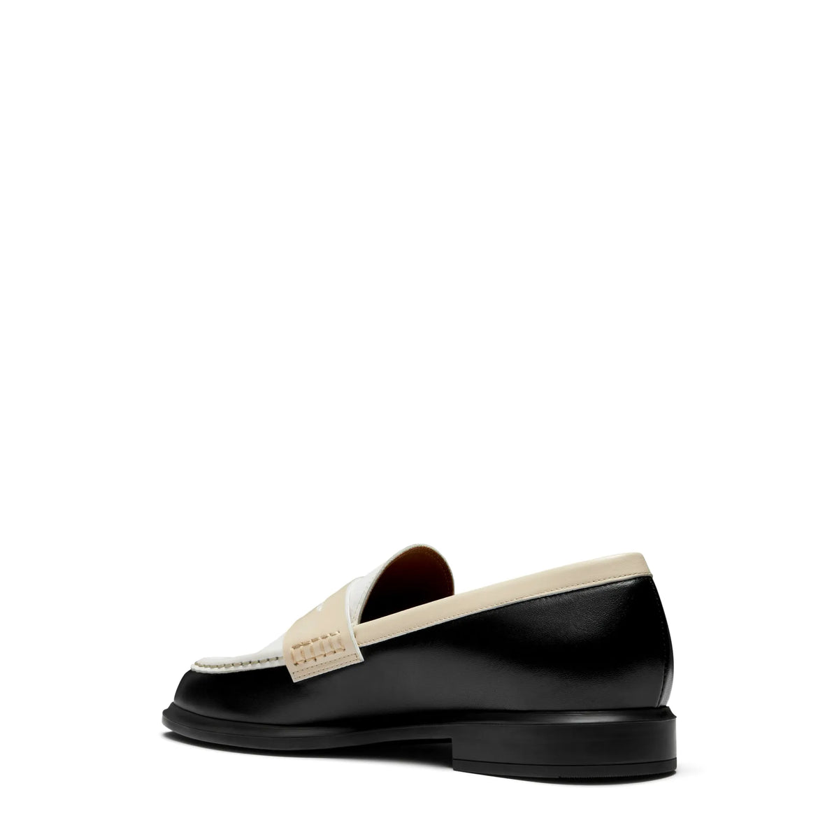 Vendôme Blandine black, white and cream calfskin leather loafers