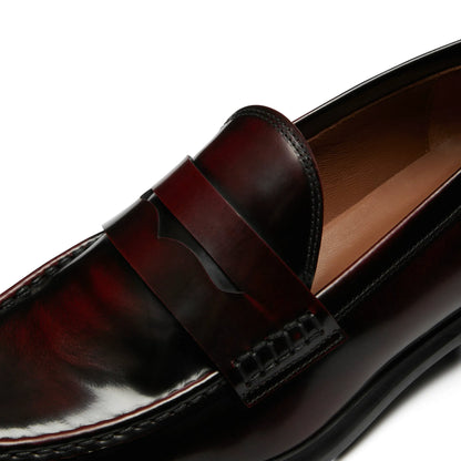 Vendôme Blandine bordeaux red spazzolato leather loafers