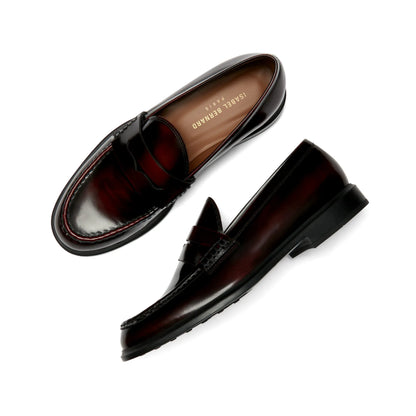 Vendôme Blandine bordeaux red spazzolato leather loafers