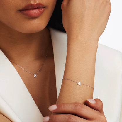 Saint Germain Chloé 14 karat white gold initial collier with letter