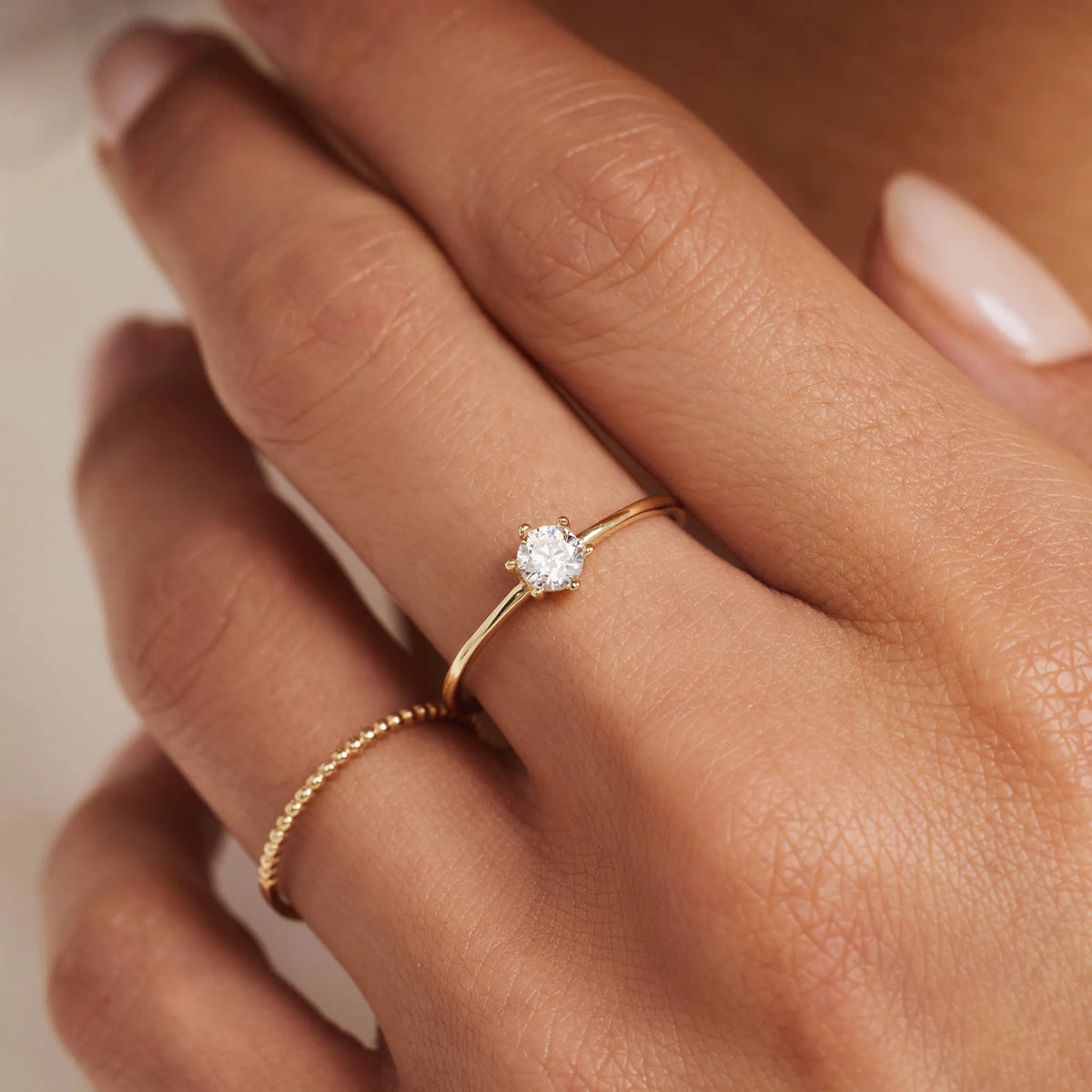 Le Marais Abelle 14 karat gold ring with zirconia stone