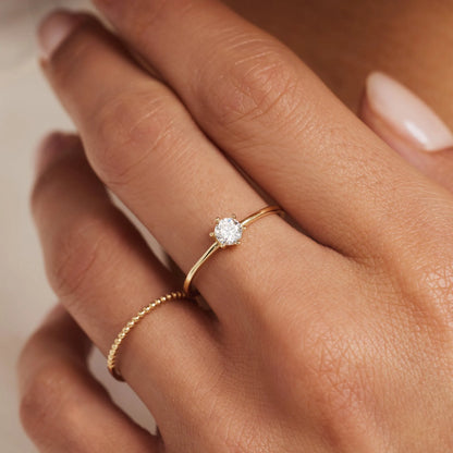 Le Marais Abelle 14 karat gold ring with zirconia stone