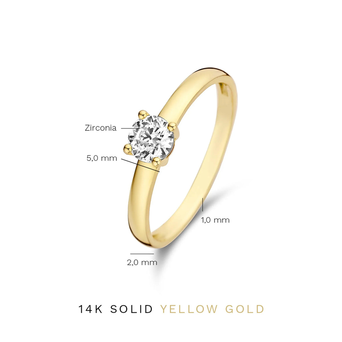 Le Marais Soleil 14 karat gold ring with zirconia stone