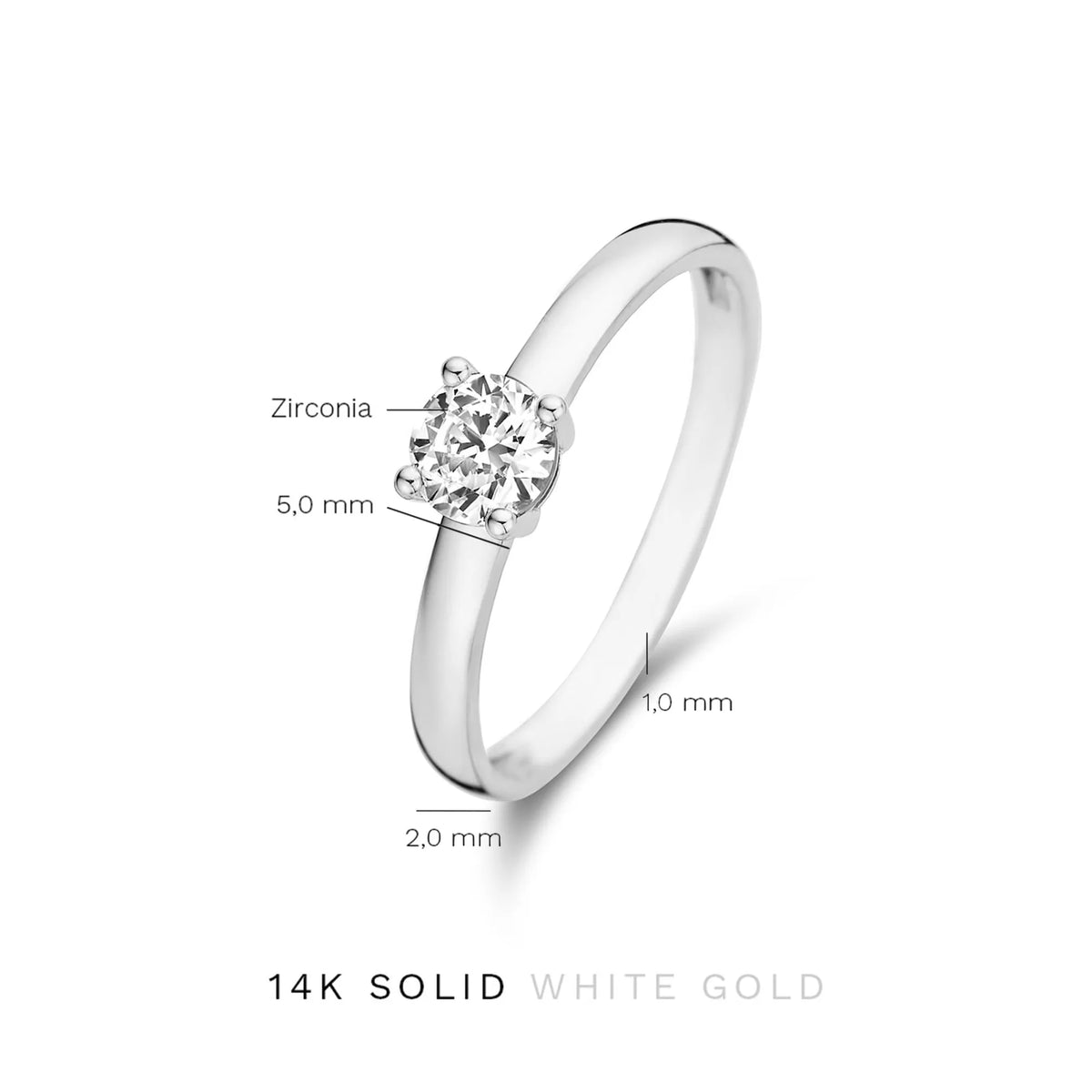 Saint Germain Soleil 14 karat white gold ring with zirconia stone
