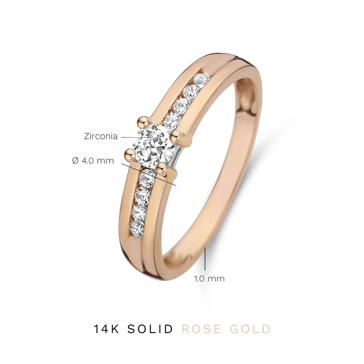 La Concorde Estee 14 karat rose gold ring zirconia stones