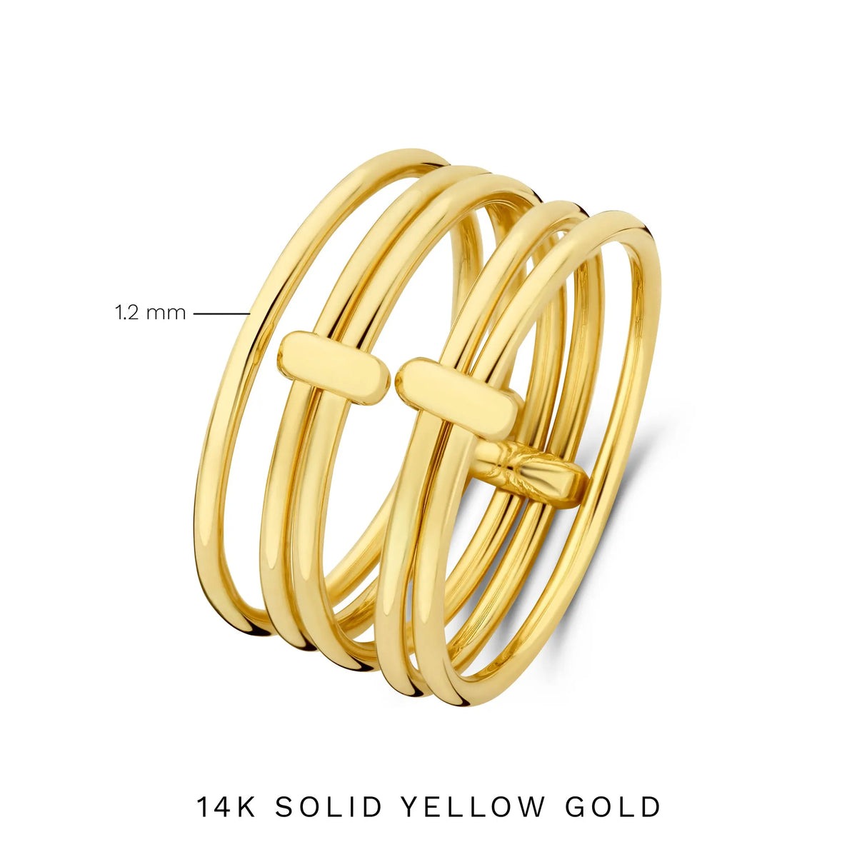 Cour d'Honneur Adora 14 karat golden 5-piece multi ring