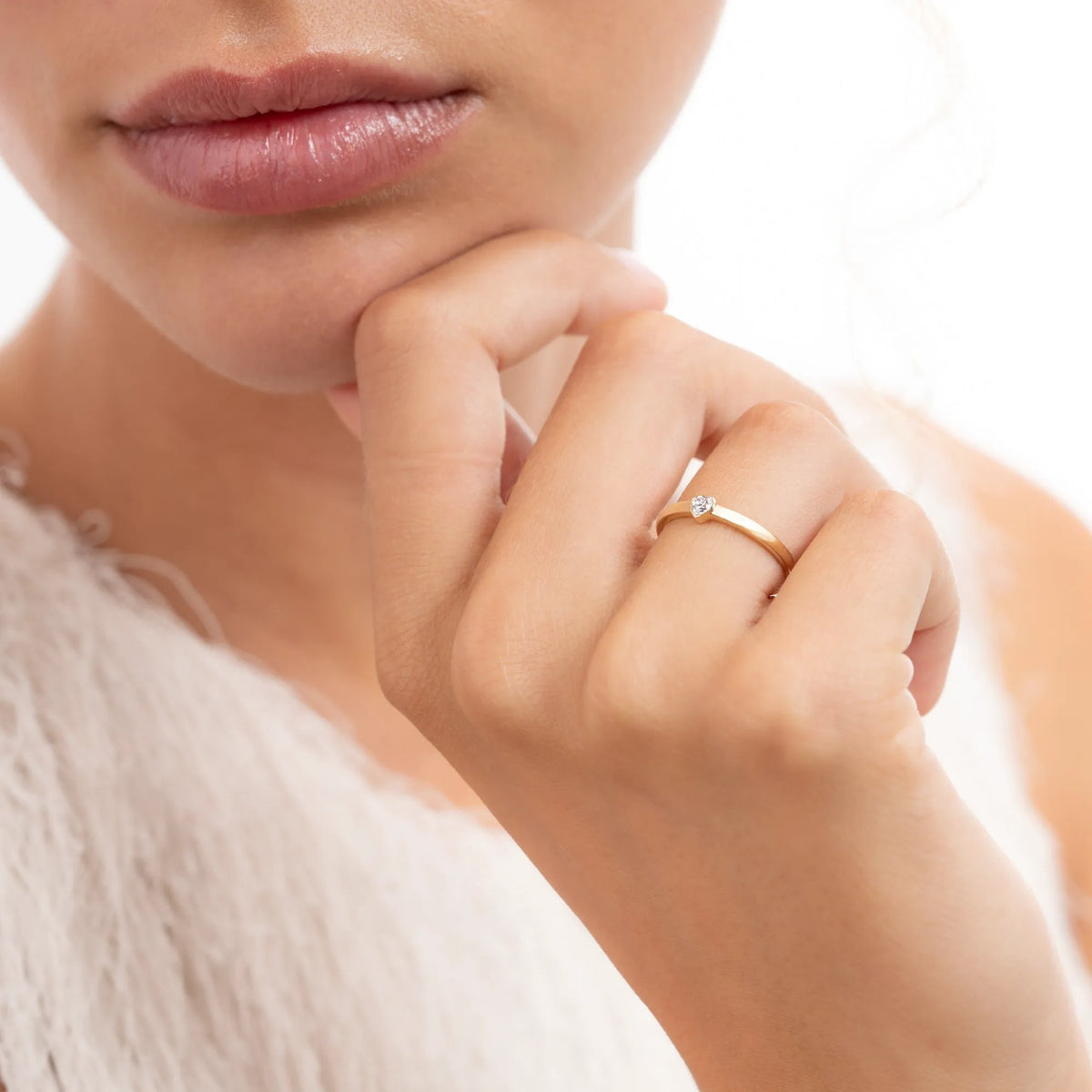 Rivoli Amore 14 Karat Gold Stacking Ring With Zirconia Stone