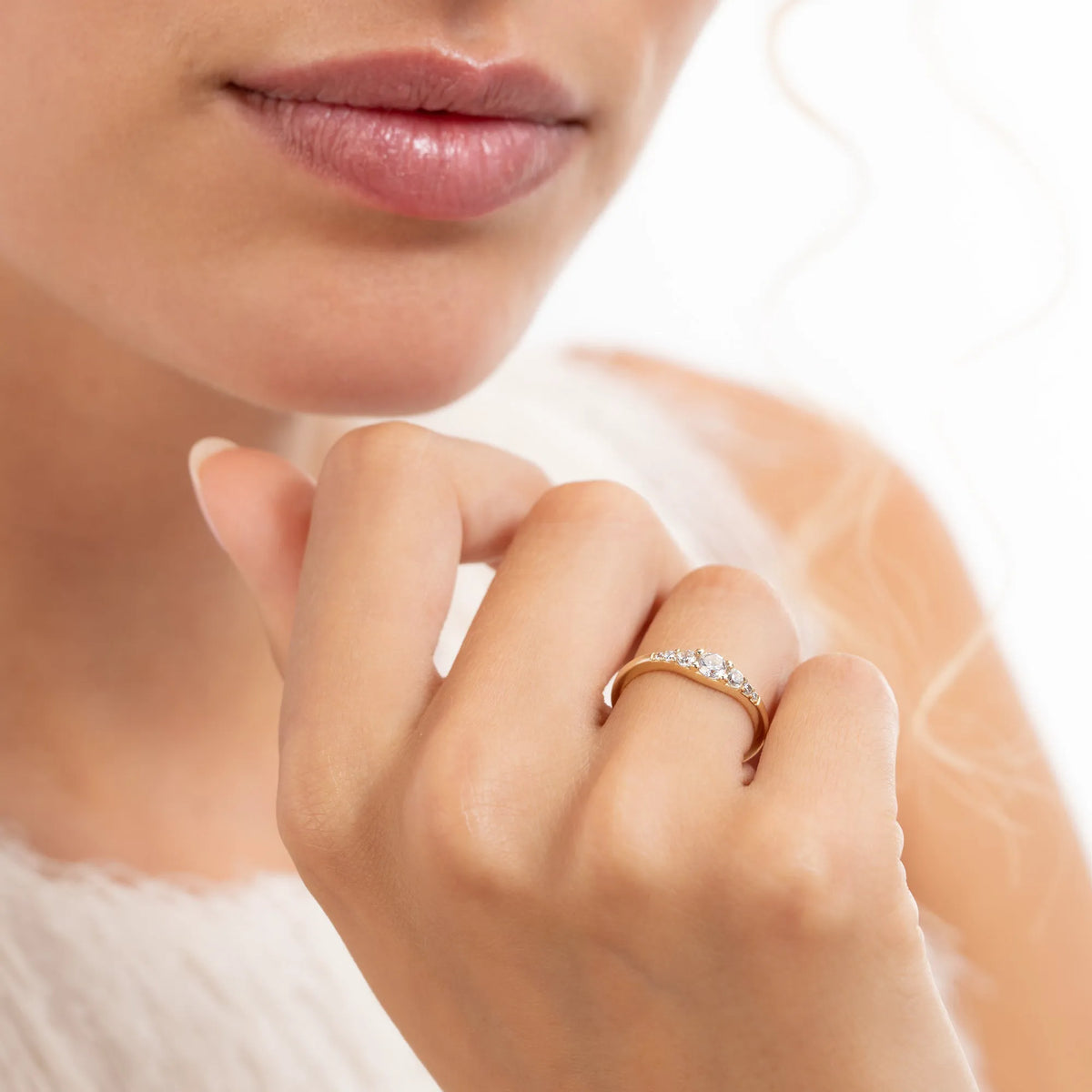 Rivoli Esme 14 Karat Gold Stacking Ring With Zirconia Stones