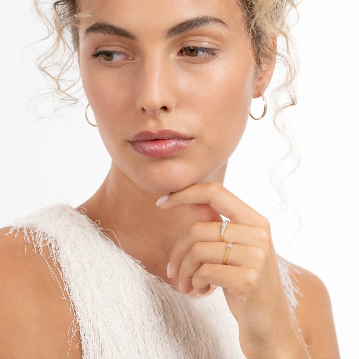 Rivoli Esme 14 Karat Gold Stacking Ring With Zirconia Stones