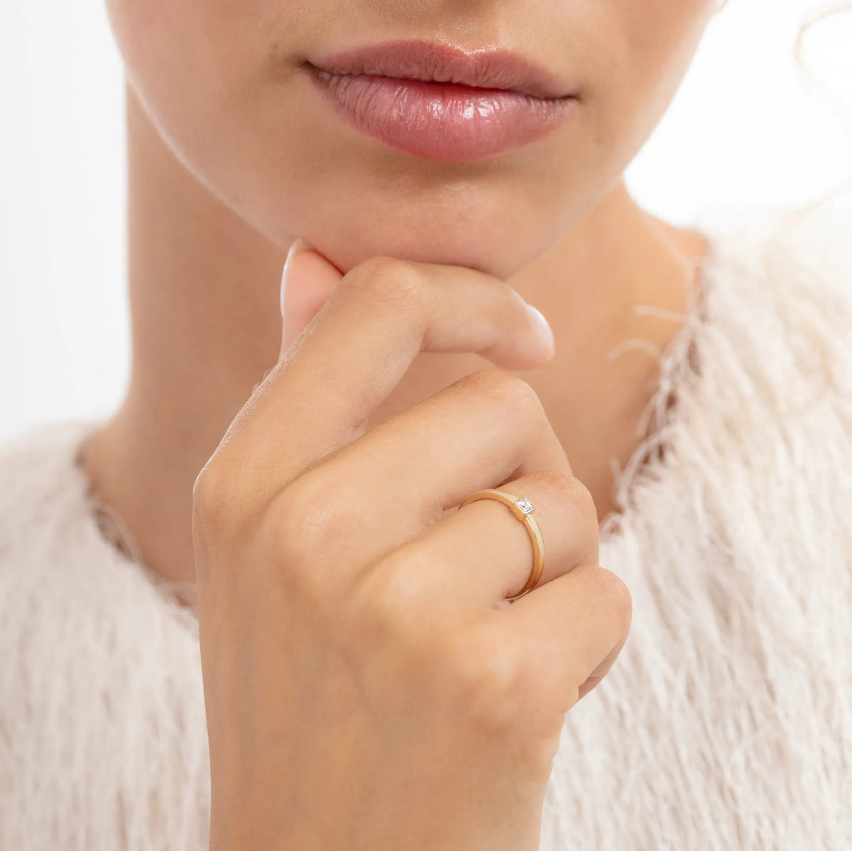 Rivoli Jodi 14 Karat Gold Stacking Ring With Zirconia Stone