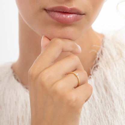 Rivoli Jodi 14 Karat Gold Stacking Ring With Zirconia Stone