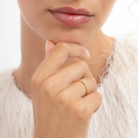 Rivoli Jodi 14 Karat Gold Stacking Ring With Zirconia Stone