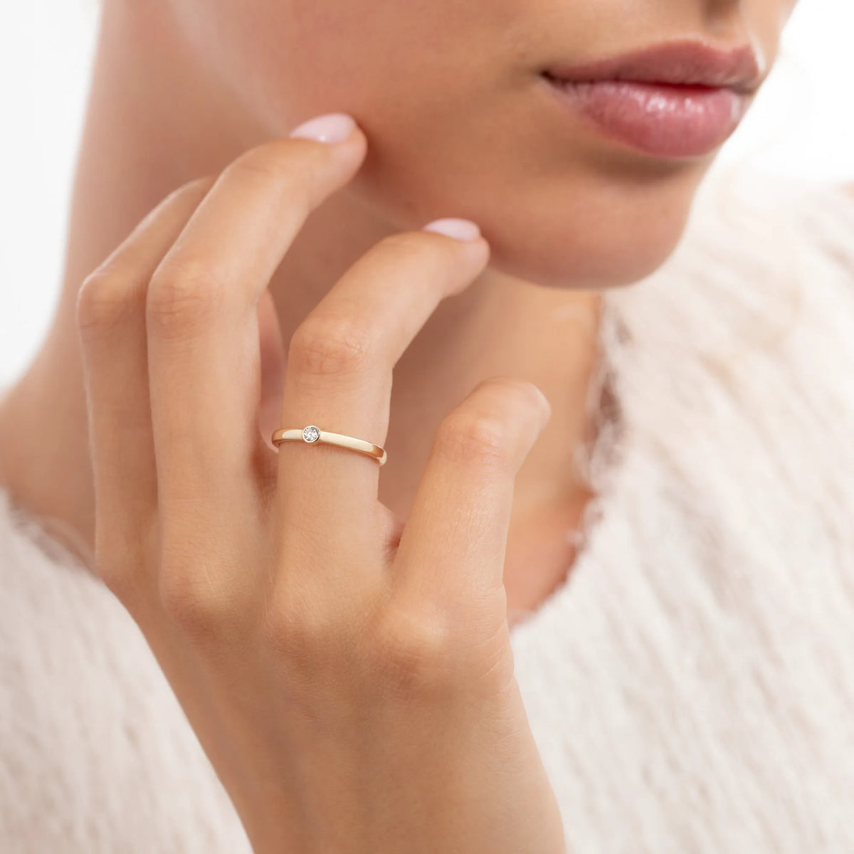 Rivoli Josie 14 Karat Gold Stacking Ring With Zirconia Stone
