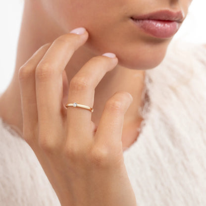 Rivoli Josie 14 Karat Gold Stacking Ring With Zirconia Stone