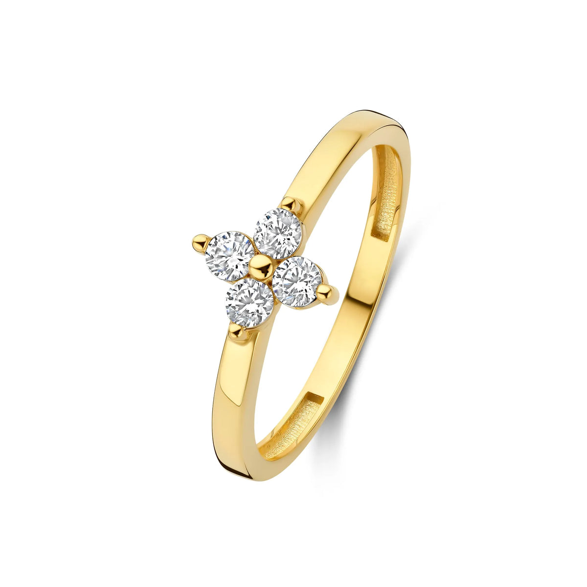 Le Marais Audrey 14 Karat Gold Ring With Zirconia Stones
