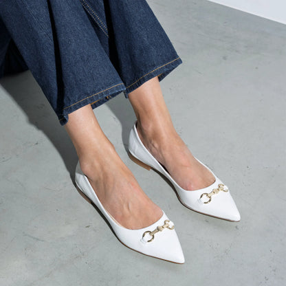 Vendôme Elita white calfskin leather ballerinas