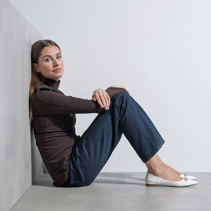 Vendôme Elita white calfskin leather ballerinas