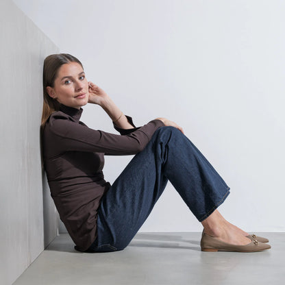 Vendôme Elita taupe calfskin leather ballerinas