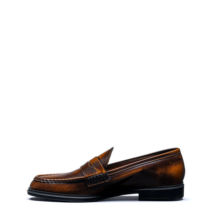 Vendôme Blandine cognac spazzolato leather loafers