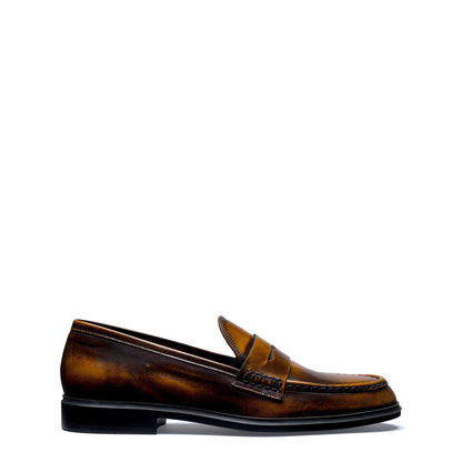 Vendôme Blandine cognac spazzolato leather loafers