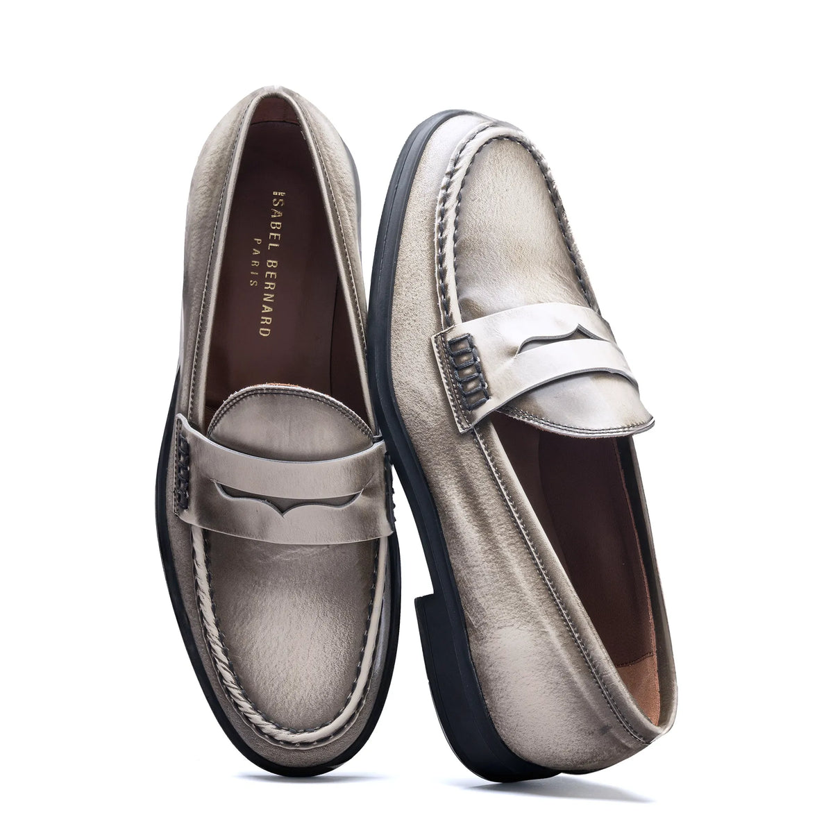 Vendôme Blandine cream spazzolato leather loafers