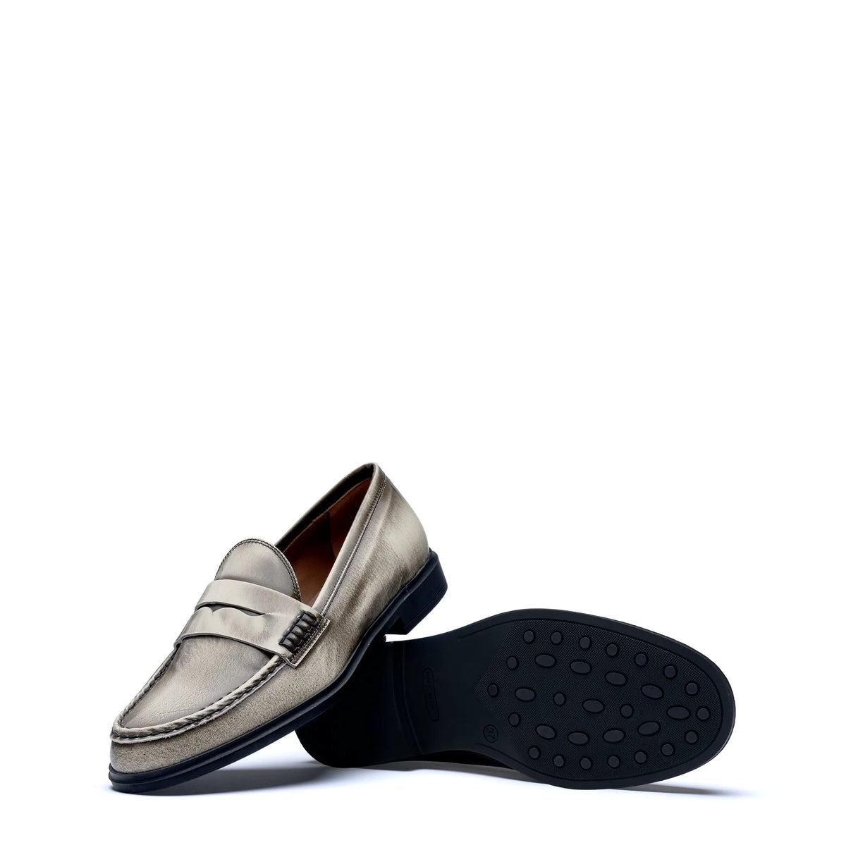 Vendôme Blandine cream spazzolato leather loafers