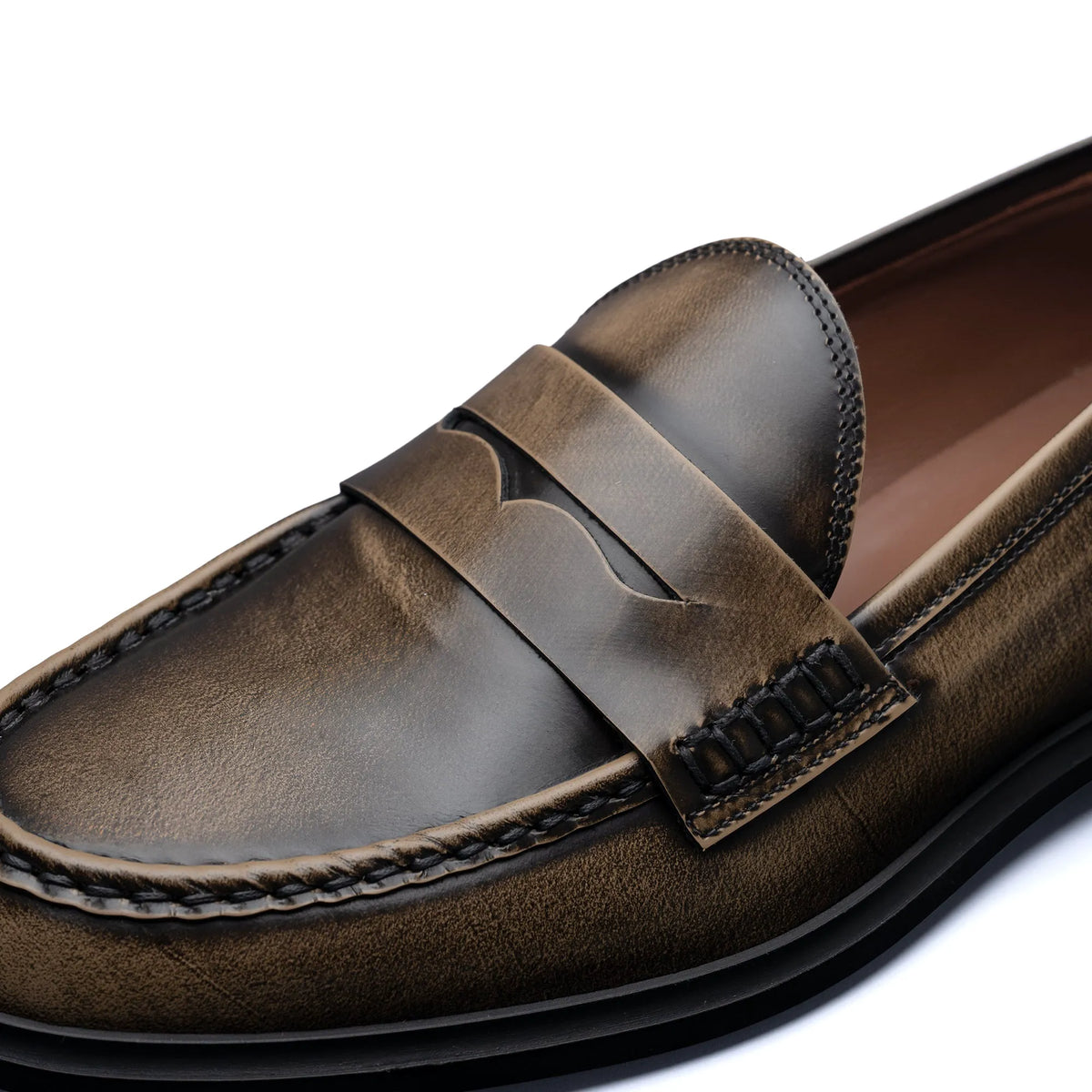 Vendôme Blandine mocha spazzolato leather loafers