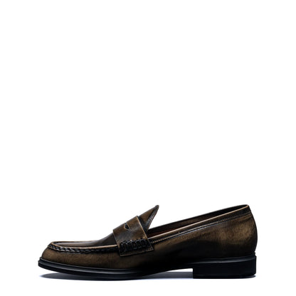 Vendôme Blandine mocha spazzolato leather loafers