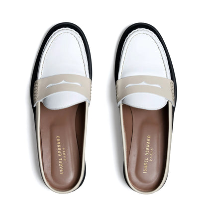 Vendôme Blandine Black And White Calfskin Leather Mules With White Details