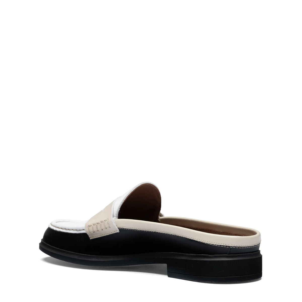 Vendôme Blandine Black And White Calfskin Leather Mules With White Details