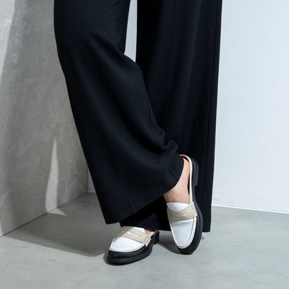 Vendôme Blandine Black And White Calfskin Leather Mules With White Details