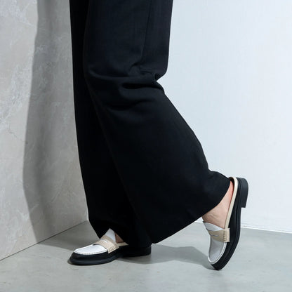 Vendôme Blandine Black And White Calfskin Leather Mules With White Details