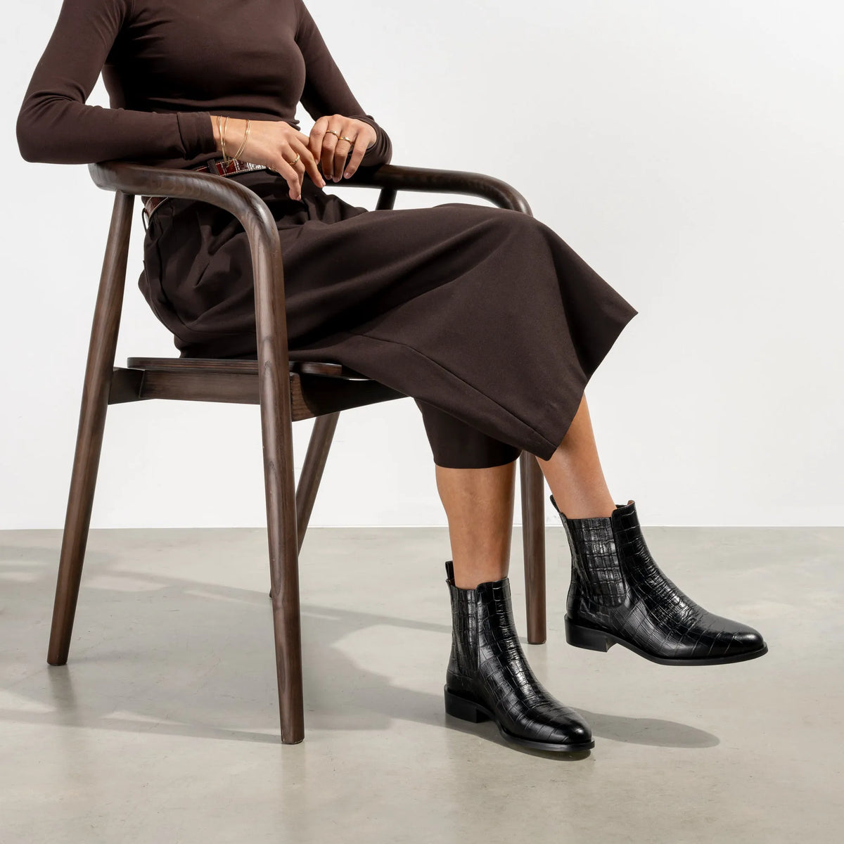 Vendôme Chey Croco Black Calfskin Leather Chelsea Boots