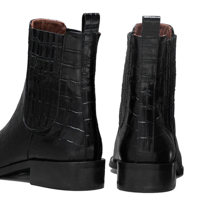 Vendôme Chey Croco Black Calfskin Leather Chelsea Boots