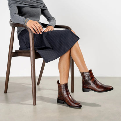 Vendôme Chey Croco Brown Calfskin Leather Chelsea Boots