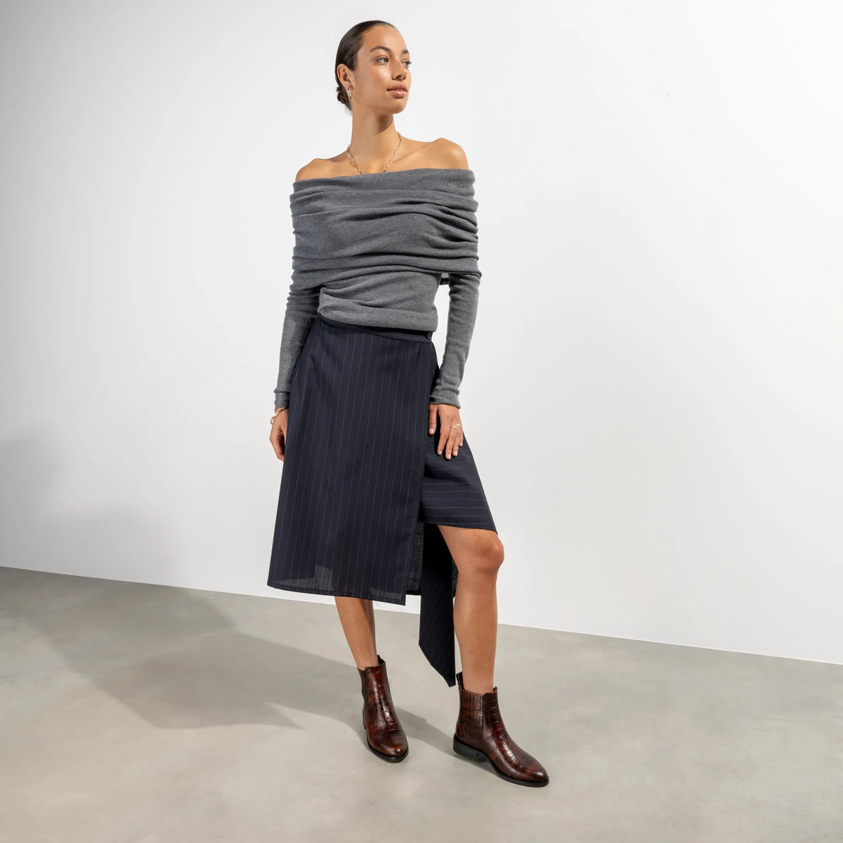 Vendôme Chey Croco Brown Calfskin Leather Chelsea Boots