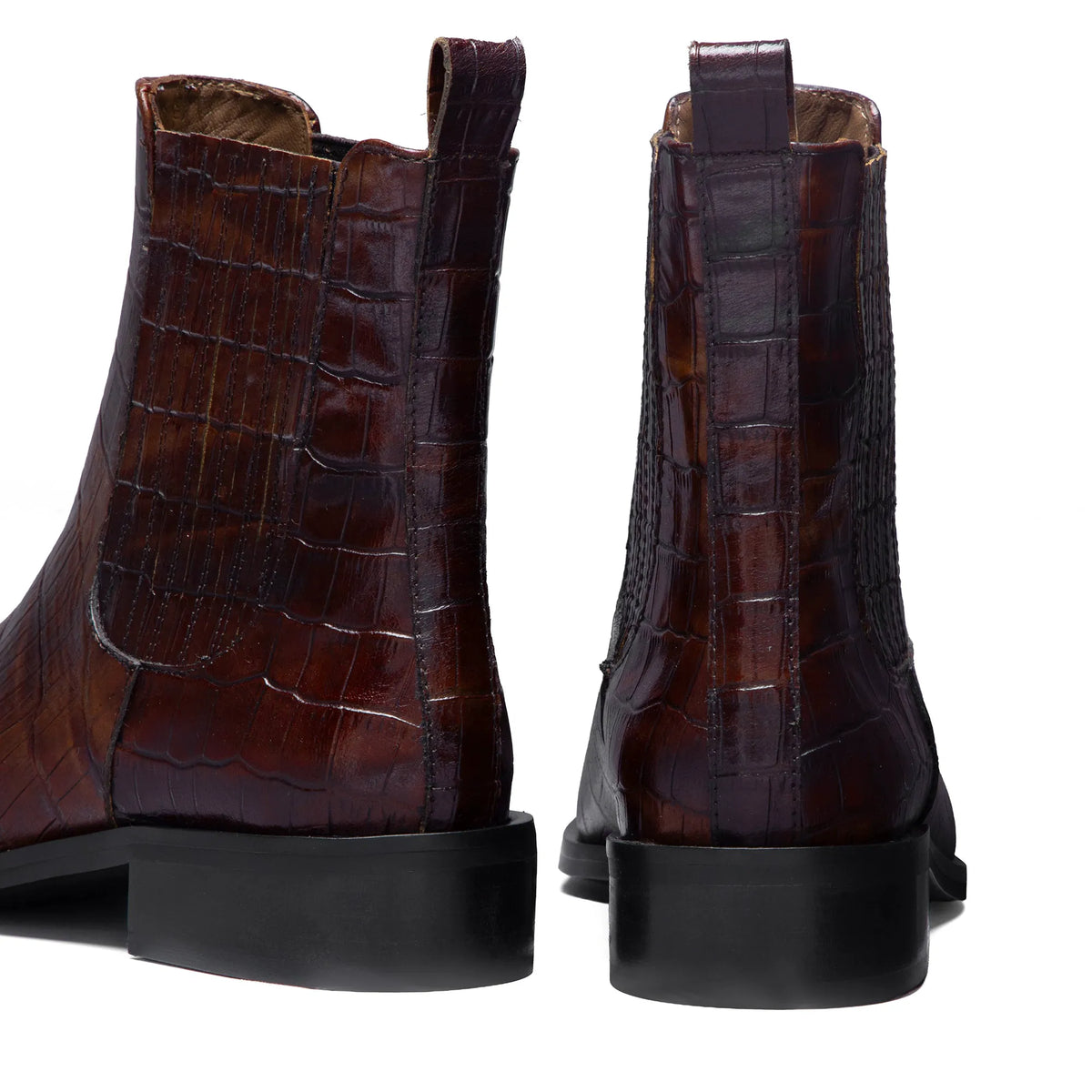 Vendôme Chey Croco Brown Calfskin Leather Chelsea Boots