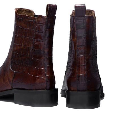 Vendôme Chey Croco Brown Calfskin Leather Chelsea Boots