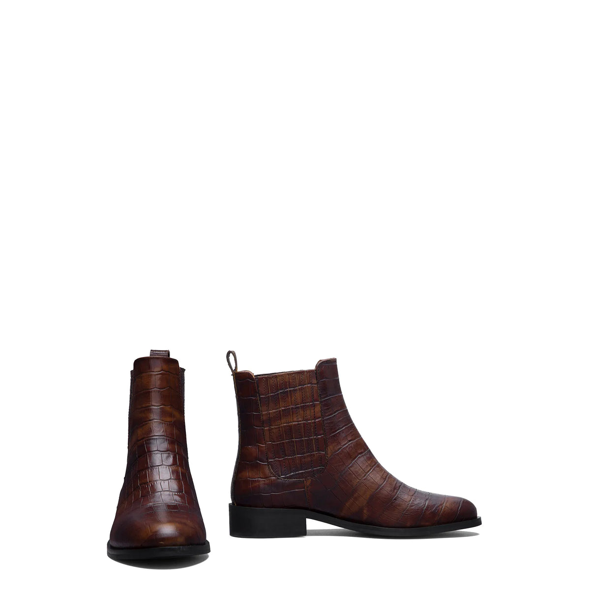 Vendôme Chey Croco Brown Calfskin Leather Chelsea Boots