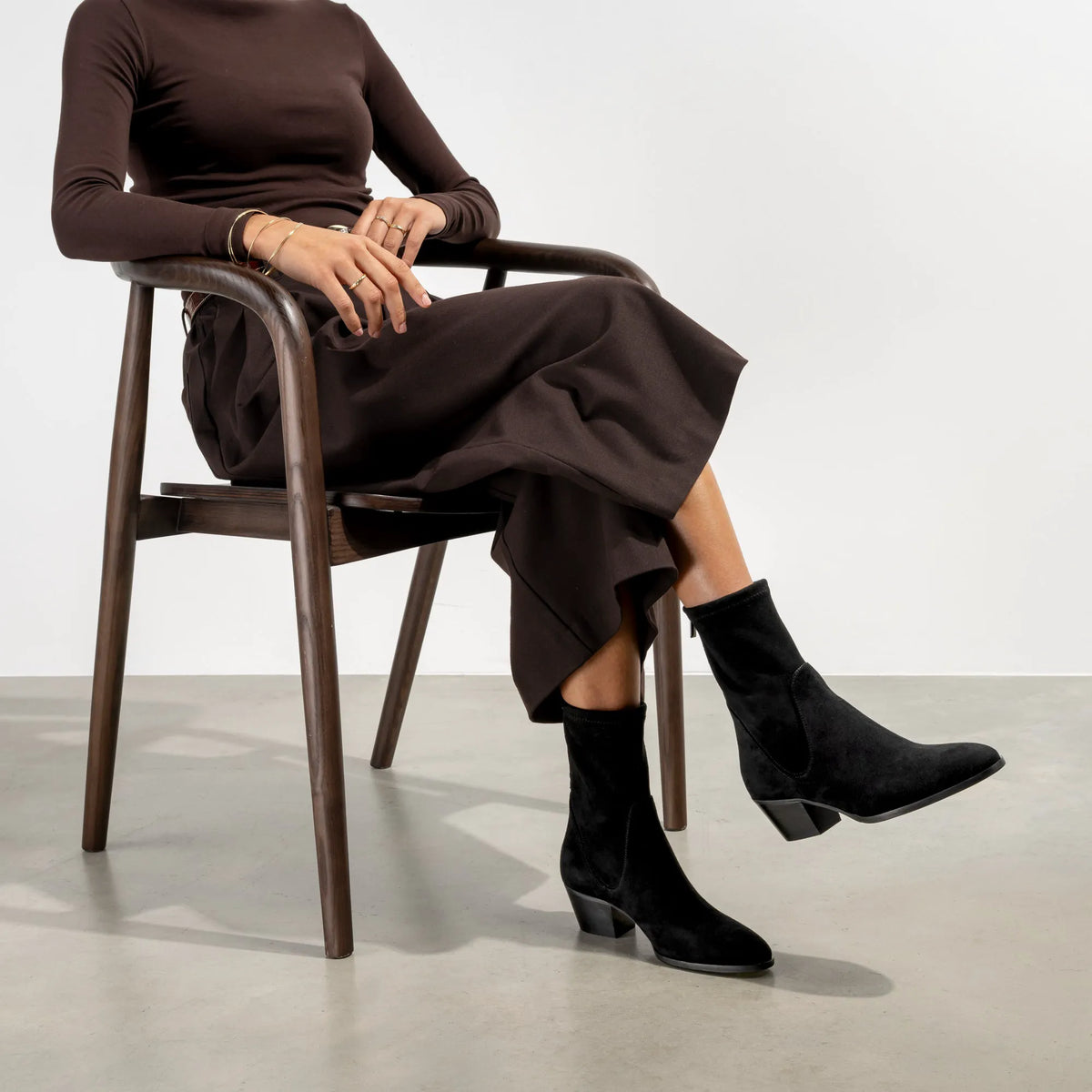 Vendôme Estelle Black Stretch Suede Boots