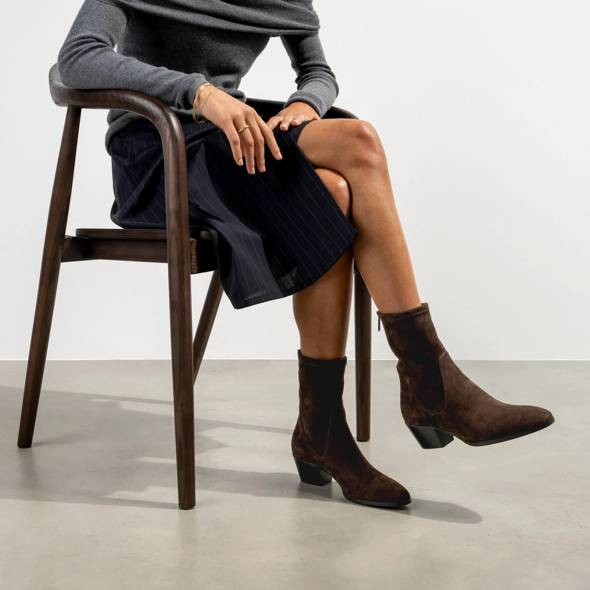 Vendôme Estelle Brown Stretch Suede Boots
