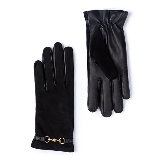 Honoré Marcelia black goatskin suéde leather gloves