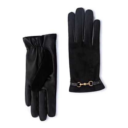 Honoré Marcelia black goatskin suéde leather gloves