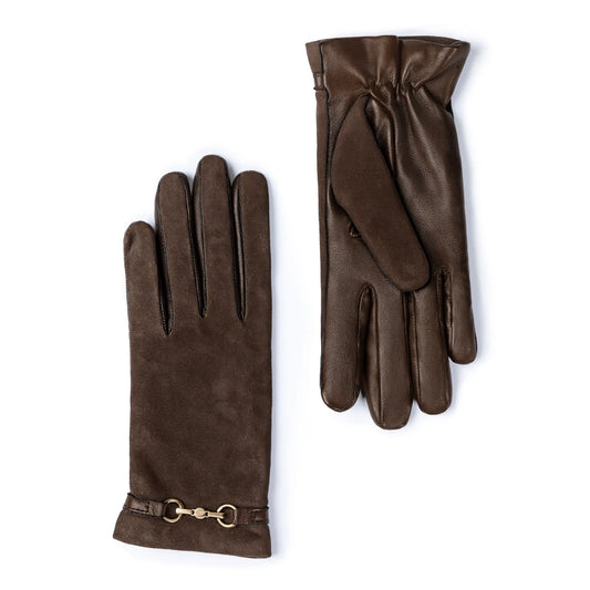 Honoré Marcelia dark brown goatskin suéde leather gloves