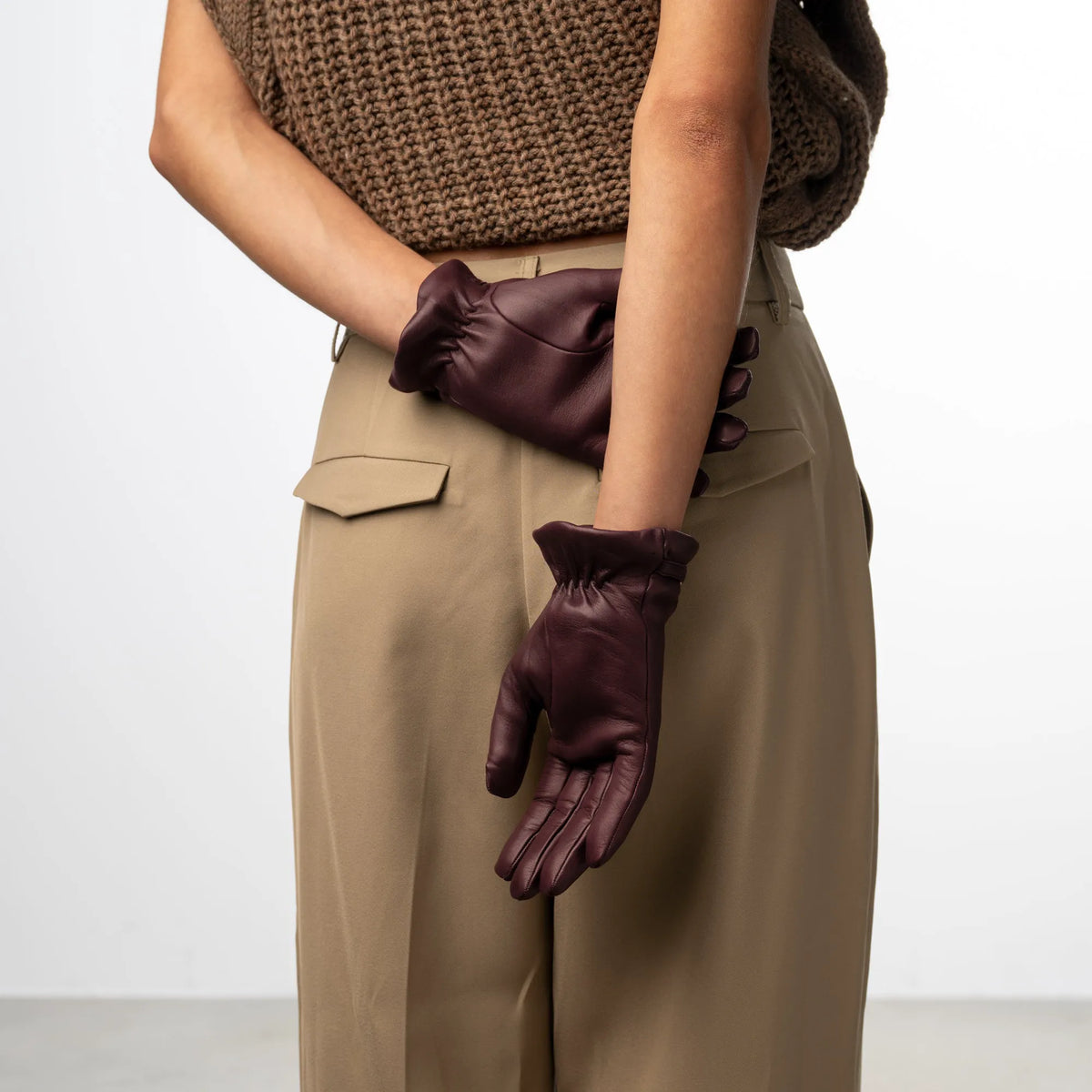 Honoré Marcelia Bordeaux Red goatskin leather gloves