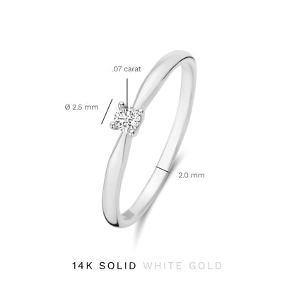 De la Paix Celesse 14 karat white gold ring with diamond 0.07 carat