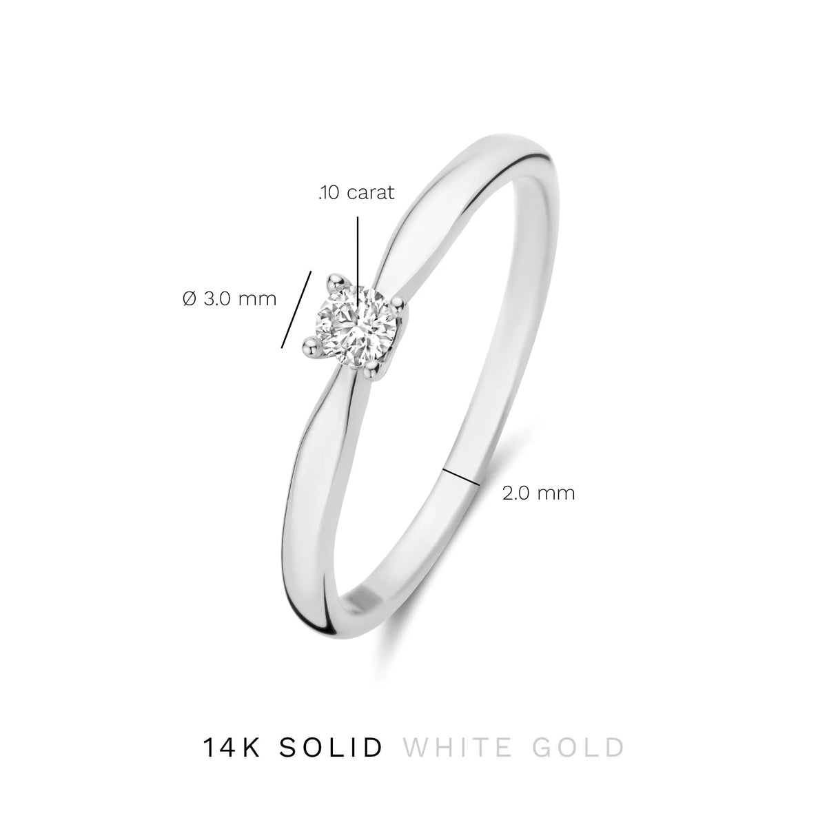 De la Paix Christine 14 karat white gold ring with diamond 0.10 carat