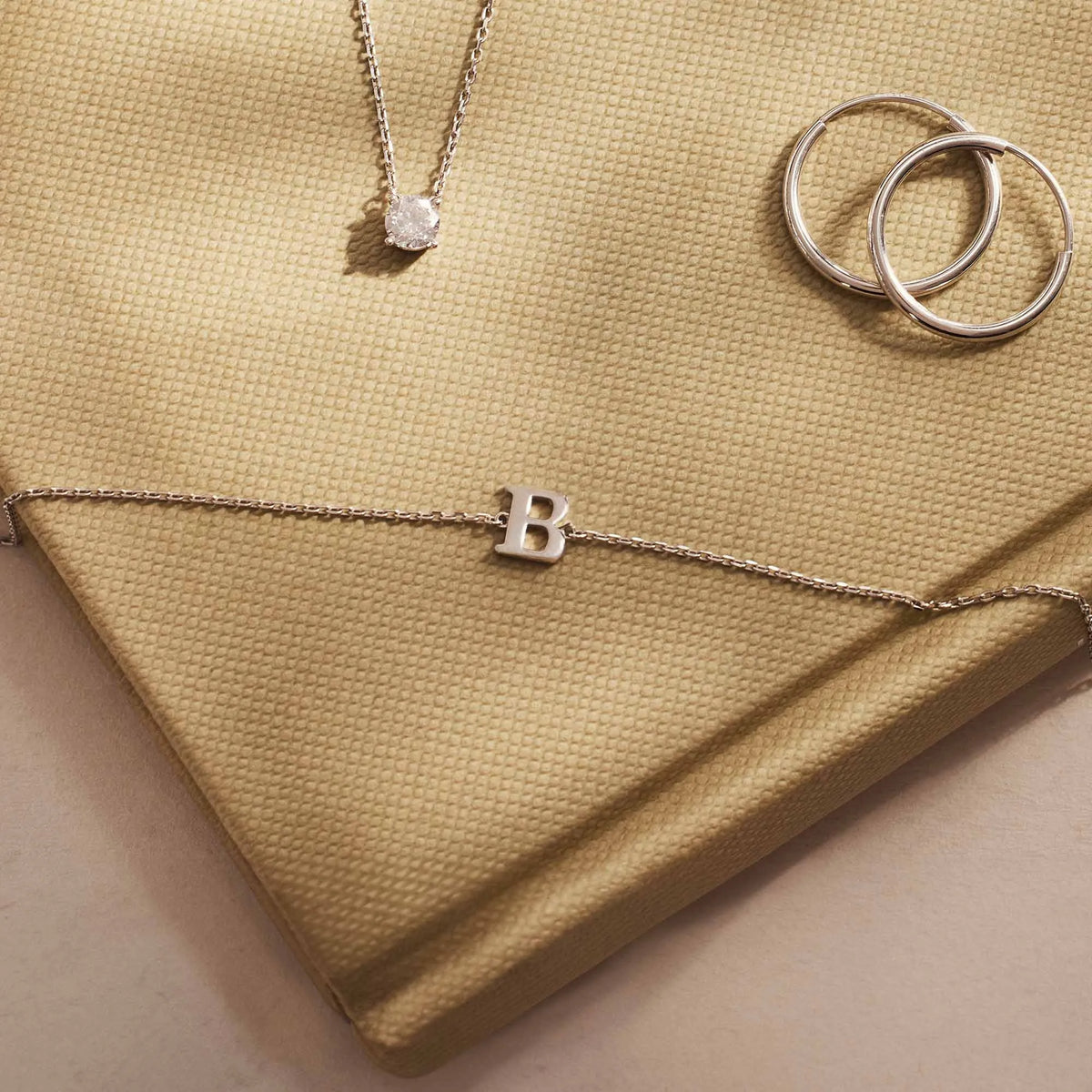 Saint Germain Rachel 14 karat white gold initial bracelet with letter